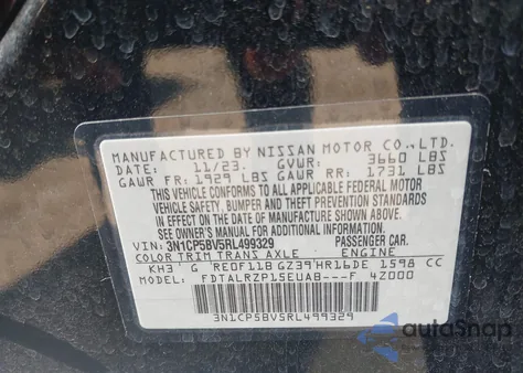 2024 Nissan Kicks S Xtronic Cvt from USA, damaged, VIN 3N1CP5BV5RL499329